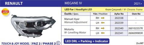ON FAR SOL MEGANE IV TOUCH/JOY MODEL FAZ 2 LEDLI KROM CERCEVELI 21>  MANUEL
