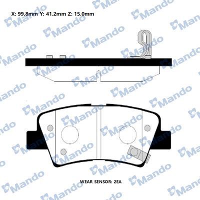 MANDO RMPK37 - ARKA FREN BALATASI HYUNDAI ACCENT BLUE 11- ELANTRA 11- I40 11- I30 11- OPTIMA 11-15 RIO