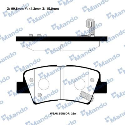 MANDO RMPK37 - ARKA FREN BALATASI HYUNDAI ACCENT BLUE 11- ELANTRA 11- I40 11- I30 11- OPTIMA 11-15 RIO