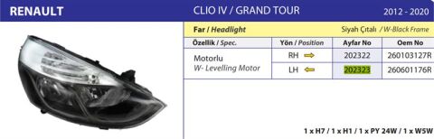 FAR CLIO IV SOL 12-20 SIYAH CITALI