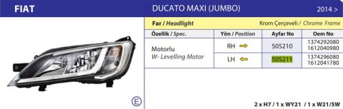 FAR SOL DUCATO 14> MOTORLU E BELGELI