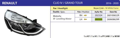 FAR CLIO IV SAG 12-20 BEYAZ CITALI