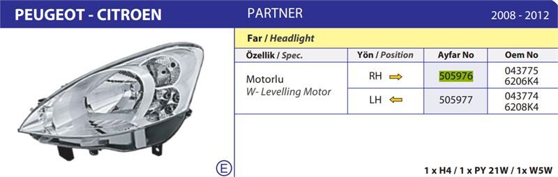 FAR SAG PARTNER TEPE 2008>    MOTORLU