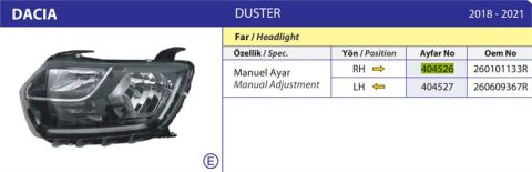 FAR SAG DACIA DUSTER II 18>21 MANUEL
